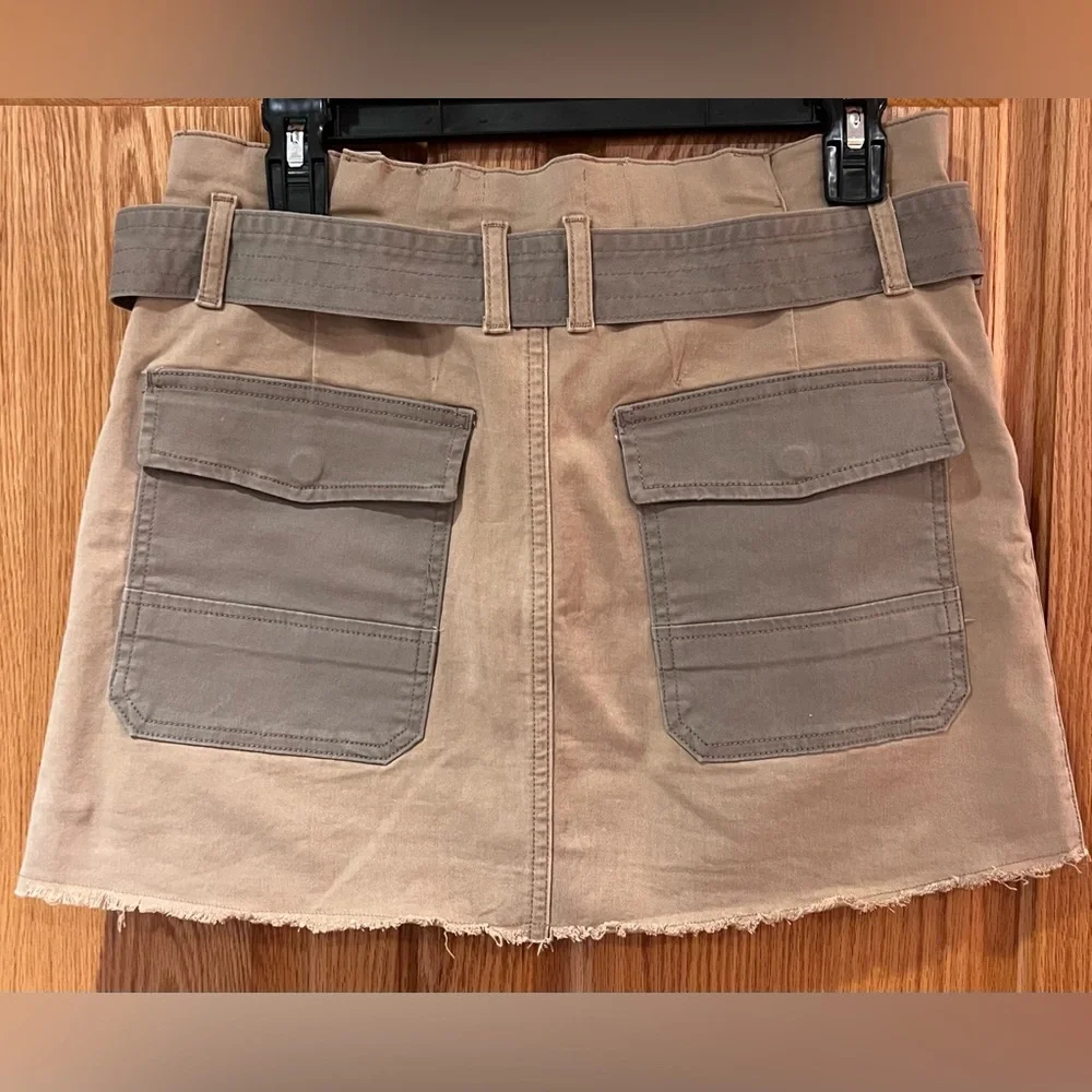 FRAME Paperbag High-Rise‎ Raw Hem Stretch Cotton Mini Skirt Cargo Multi Size 27 - Picture 9 of 16